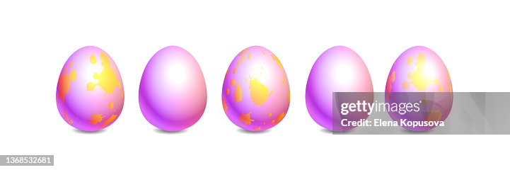 Multicolored Easter eggs with a pattern on an isolated white background. Festive spring set for holiday decorations. Graphic vector illustration in EPS 10 format. Multicolored Easter eggs with a pattern on an isolated white background. Festive spring set for holiday decorations. Graphic vector illustration in EPS 10 format.