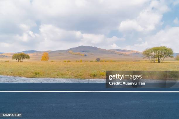 autumn empty road - roadside photos et images de collection