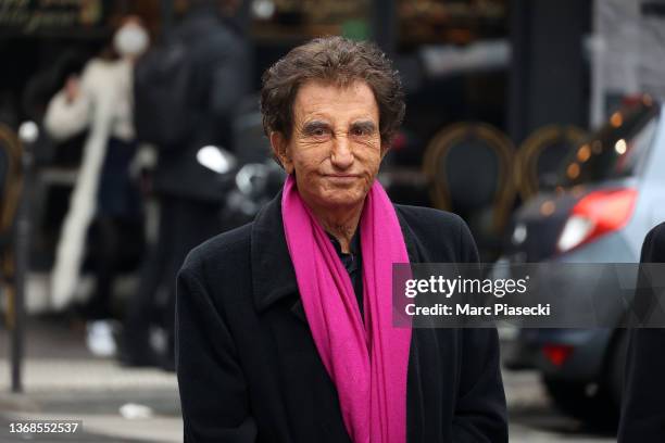 Jack Lang attends Thierry Mugler's funerals at Oratoire Du Louvre on February 04, 2022 in Paris, France. Fashion Designer Thierry Mugler died at age...