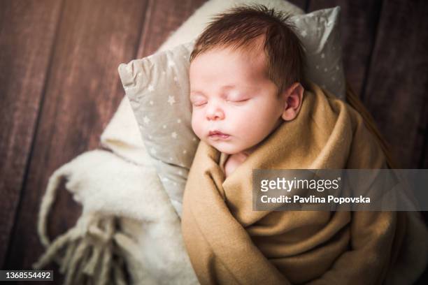baby boy portrait - wool blanket stock pictures, royalty-free photos & images