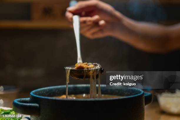 chinese specialties, chicken stew with mushrooms - vermicelli stock-fotos und bilder