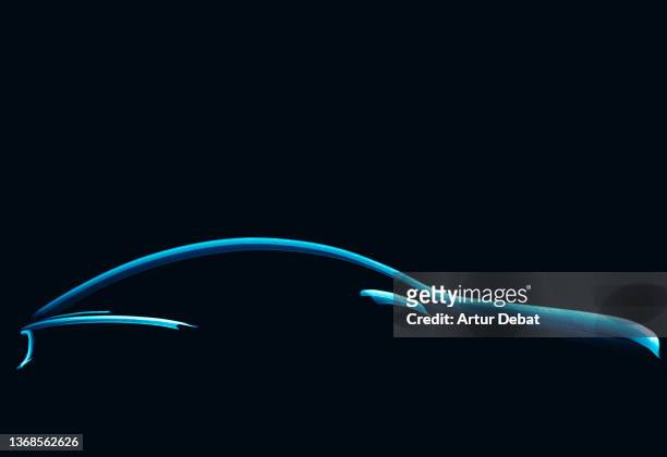 alternative energy in futuristic car with aerodynamic blue lines. - auto electrico photos et images de collection