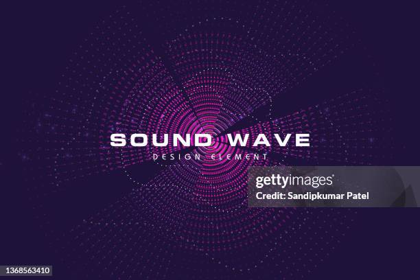 ilustrações de stock, clip art, desenhos animados e ícones de sound wave. rippled background template. abstract science or technology illustration with particle. - disco lights