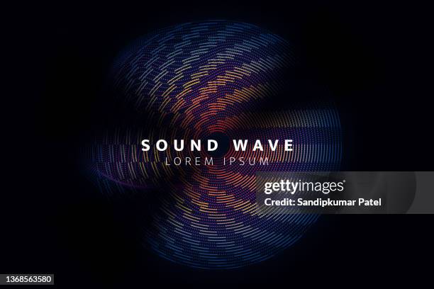 stockillustraties, clipart, cartoons en iconen met sound circle wave. abstract music ripple, audio amplitude waves flux vector background - plant stem