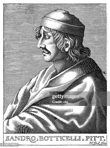 sandro botticelli, italian painter, portrait, side view - sandro botticelli stock illustrations