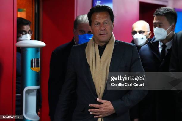 Imran Khan, Prime Minister of Pakistan arrives at the stadium during the Opening Ceremony of the Beijing 2022 Winter Olympics at the Beijing National...