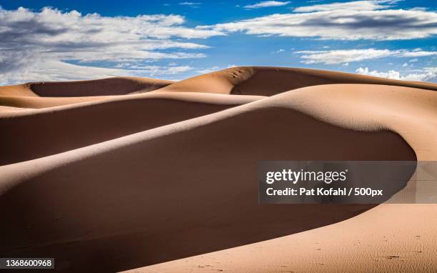 the dunes of erg- chebbi,highest in the entire sahara desert,merzouga,morocco - merzouga stockfoto's en -beelden