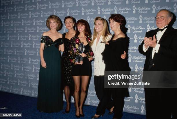 Cast members of American drama 'LA Law' in the press room of the 17th People's Choice Awards, held at Paramount Studios in Los Angeles, California,...