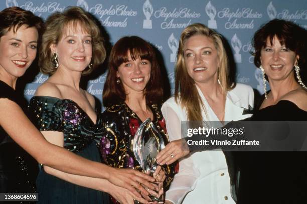 Cast members of American drama 'LA Law' in the press room of the 17th People's Choice Awards, held at Paramount Studios in Los Angeles, California,...
