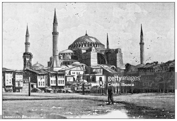 antike reisefotografien von konstantinopel (istanbul): hagia sophia - menai straits stock-grafiken, -clipart, -cartoons und -symbole