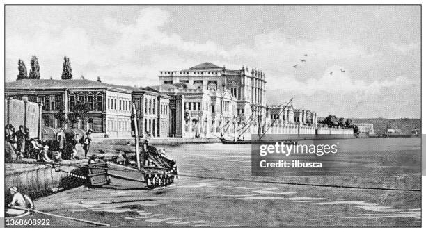 antique travel photographs of constantinople (istanbul): »å´Ç±ô³¾²¹²ú²¹³óç±ð palace - »å´Ç±ô³¾²¹²ú²¹³óç±ð stock illustrations