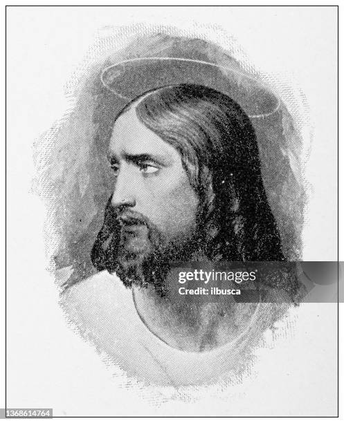 antique portrait: jesus - christianity stock illustrations