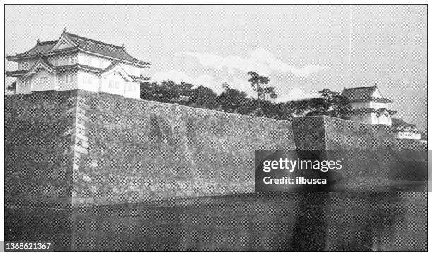 日本のアンティーク旅行写真:将軍の宮殿、大阪 - 大阪　都市点のイラスト素材／クリップアート素材／マンガ素材／アイコン素材