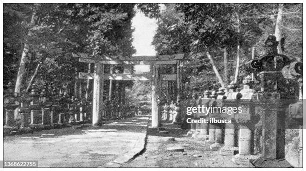 illustrations, cliparts, dessins animés et icônes de photographies de voyage antiques du japon: porte torii - torii gates