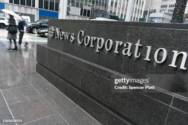 People walk past 1211 Avenue of the Americas the headquarters for News Corp on February 04, 2022 in New York City. The global media company and owner...