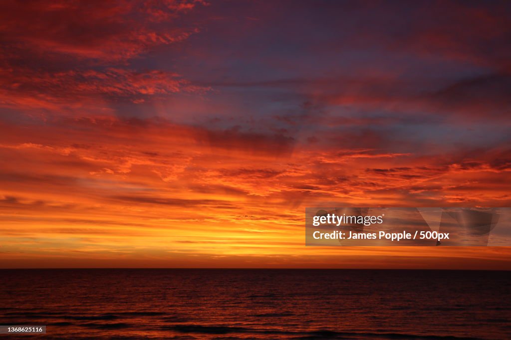 Glenelg South,Adelaide,Scenic view of sea against dramatic sky during sunset,S Esplanade,South Australia,Australia