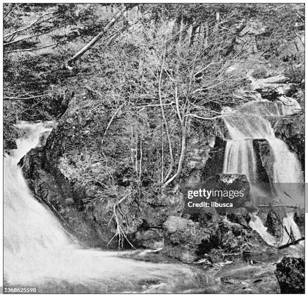 antique travel photographs of japan: rural scene - japanese garden stock illustrations