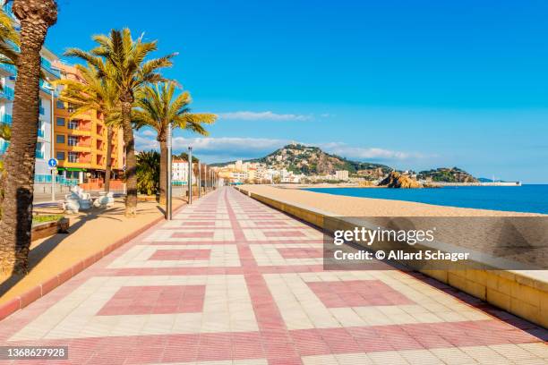 beach and coastline of blanes catalonia spain - boulevard strand stock pictures, royalty-free photos & images