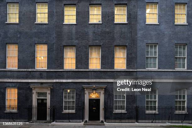 General view of the exterior of number 10, Downing Street on February 04, 2022 in London, England. Four close aides to the Prime Minister have...