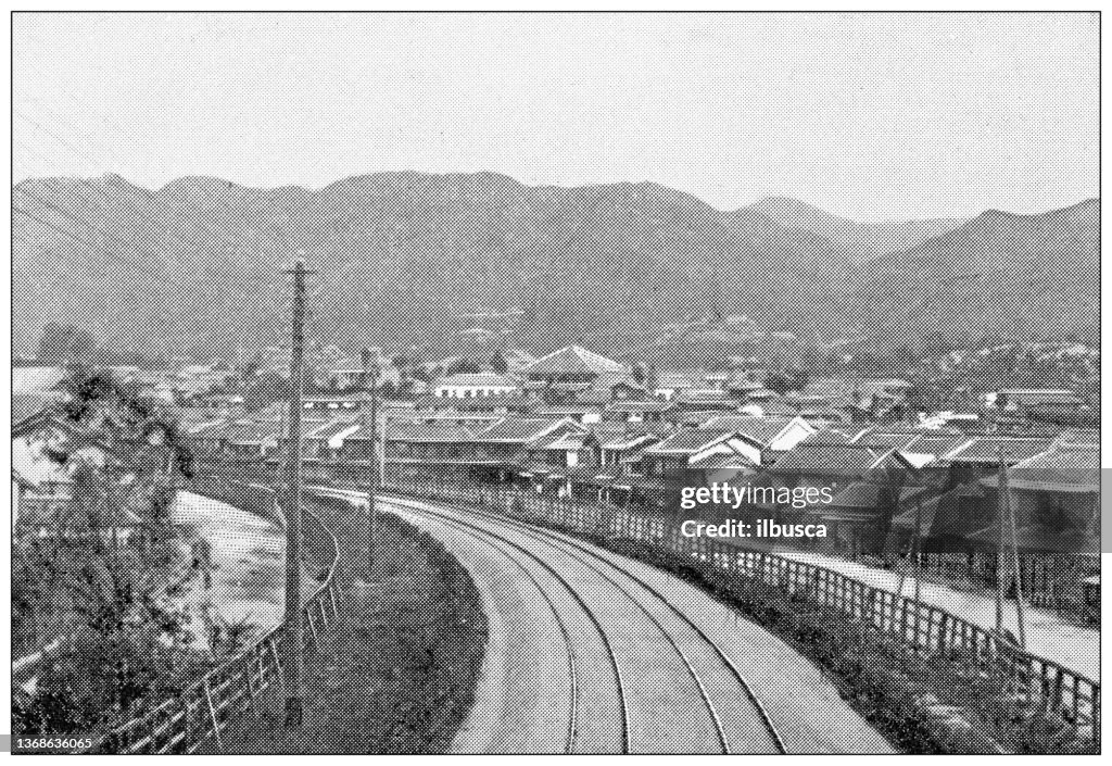 Antique travel photographs of Japan: Japanese railway