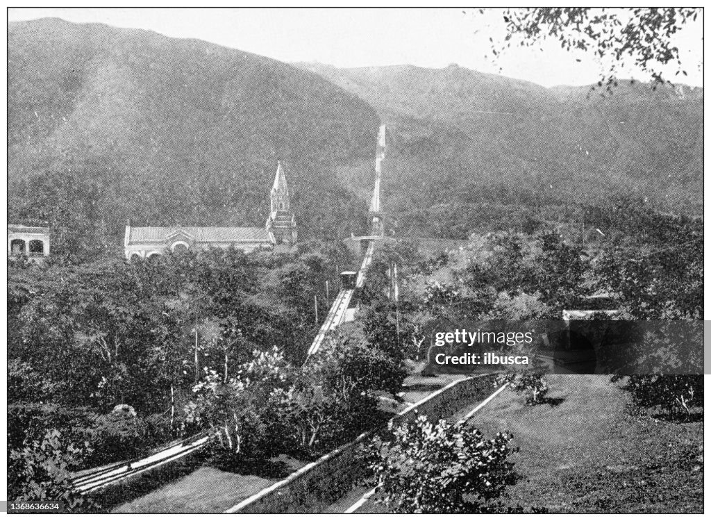 Antique travel photographs of China and Hong Kong: Cable road to Victoria Peak