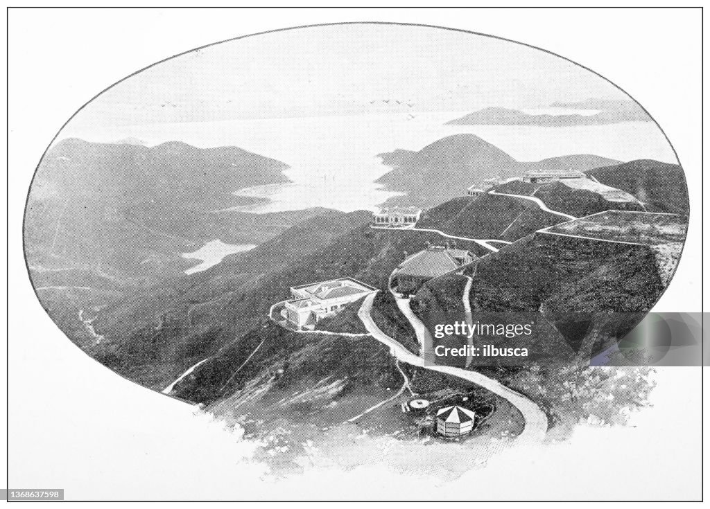 Antique travel photographs of China and Hong Kong: View from Victoria Peak, Hong Kong