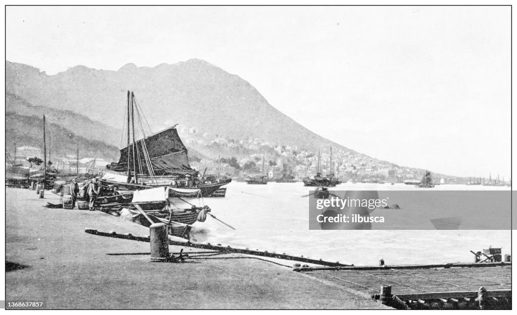 Antique travel photographs of China and Hong Kong: Harbor of Hong Kong