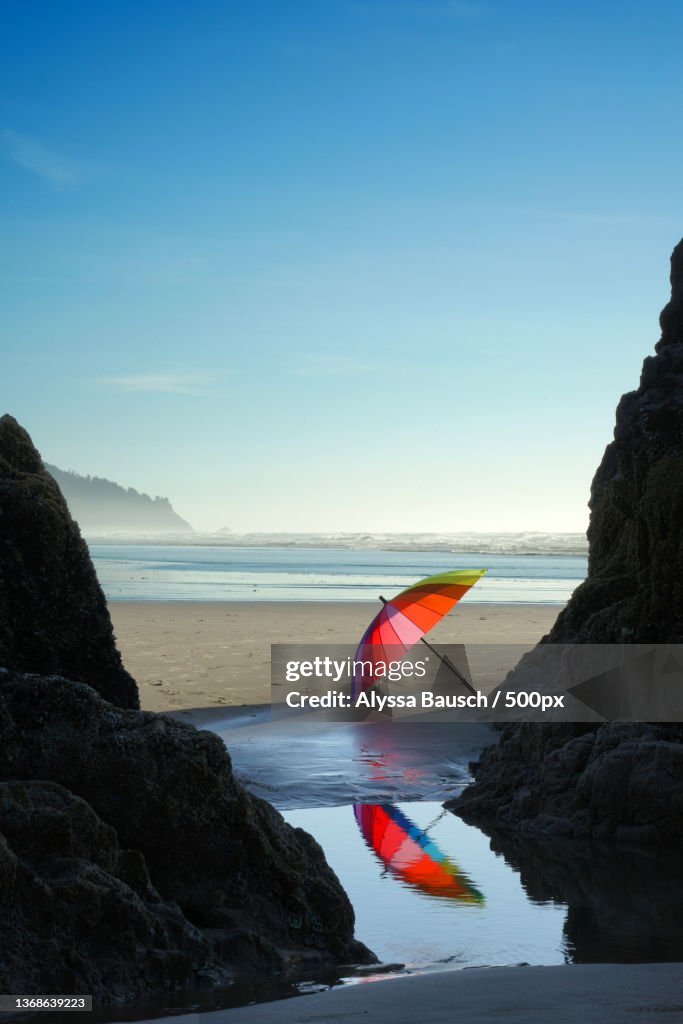Beach Umbrella,Scenic view of beach against sky