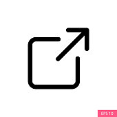 External link or hyperlink symbol vector icon in line style design for website design, app, UI, isolated on white background. Editable stroke. EPS 10 vector illustration.
