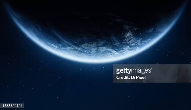 planet earth seen from space - textfreiraum stock-fotos und bilder