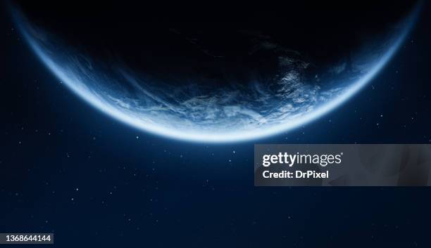 planet earth seen from space - espacio en blanco fotografías e imágenes de stock