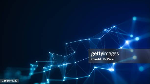 abstract blue digital background - connected dots stock pictures, royalty-free photos & images