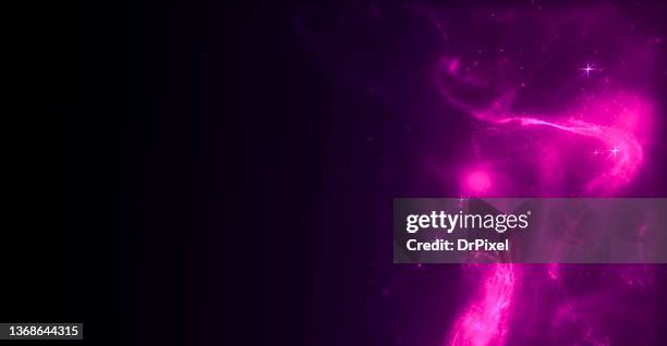 fog and sparkles against dark background - pink nebula stock pictures, royalty-free photos & images