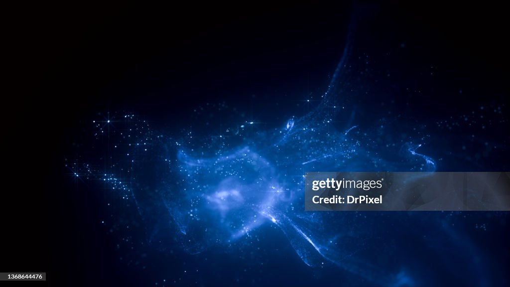 Blue Fog and Sparkles against Dark Background