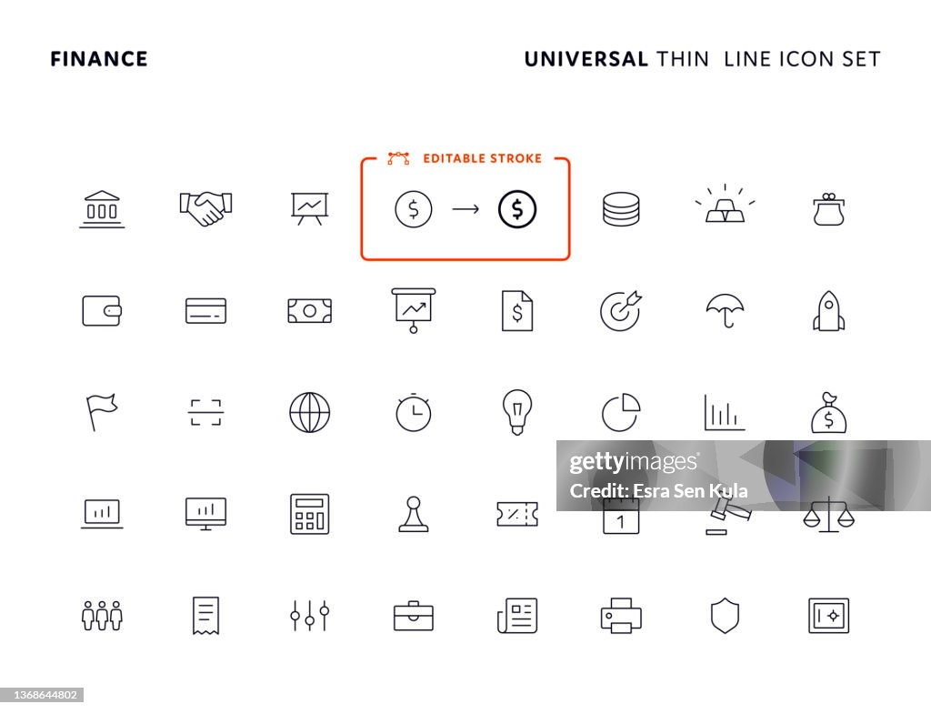 Finance Universal Thin Line Icon Set