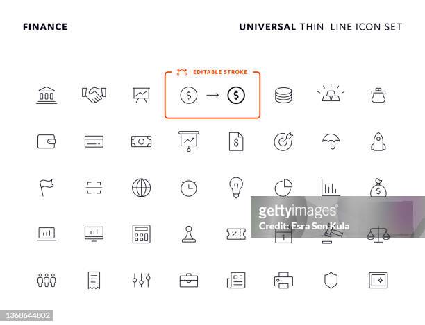 finance universal thin line icon set - thin line illustration 幅插畫檔、美工圖案、卡通及圖標