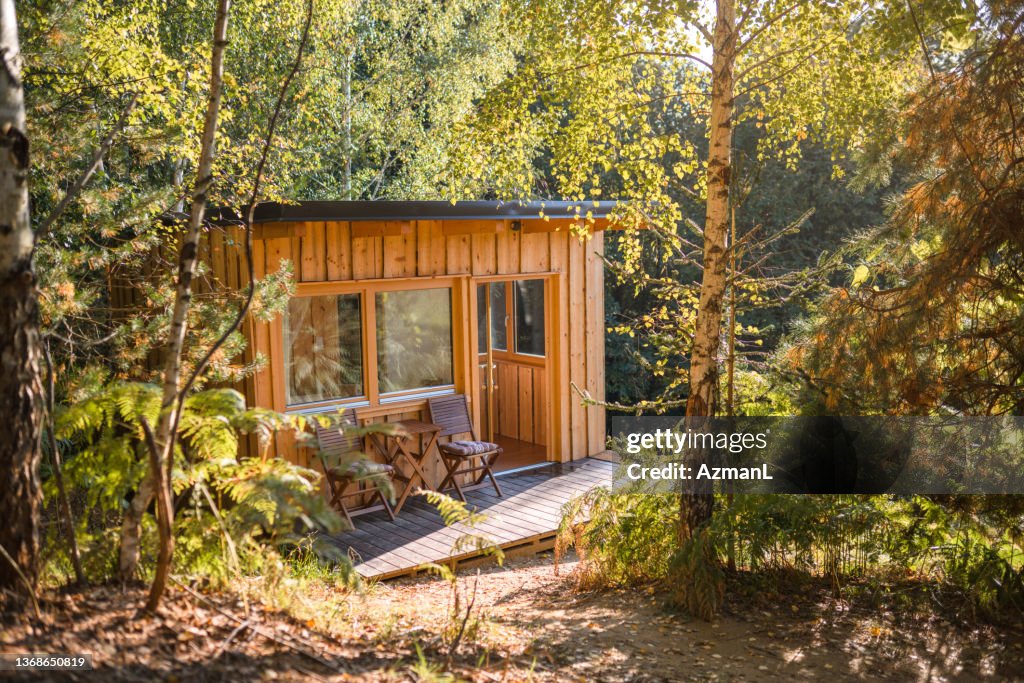 Wooden House Exterior In Boutique Glamping Divja DiVine In Slovenia