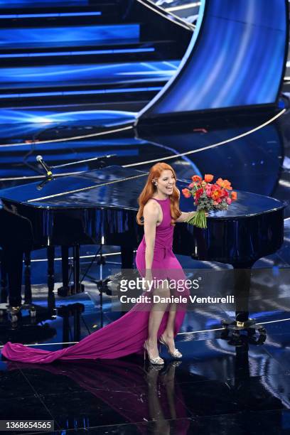 Noemi attends the 72nd Sanremo Music Festival 2022 at Teatro Ariston on February 04, 2022 in Sanremo, Italy.