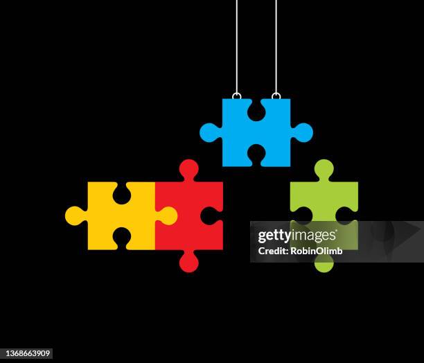 malefemalepuzzleheads - jigsaw piece stock illustrations