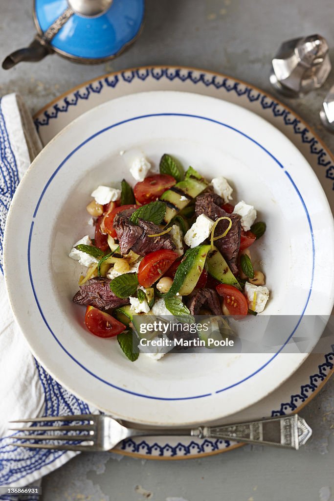 Beef and zucchini feta  salad