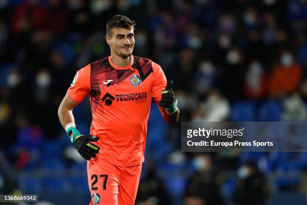 Diego Conde of Getafe gestures during the Spanish League, La Liga Santander, football match played between Getafe CF and Levante UD at Coliseum...