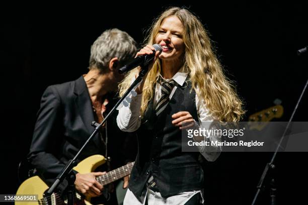 Spanish musician Christina Rosenvinge performs in concert during Inverfest music festival at Teatro Circo Price on February 04, 2022 in Madrid, Spain.
