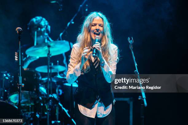 Spanish musician Christina Rosenvinge performs in concert during Inverfest music festival at Teatro Circo Price on February 04, 2022 in Madrid, Spain.