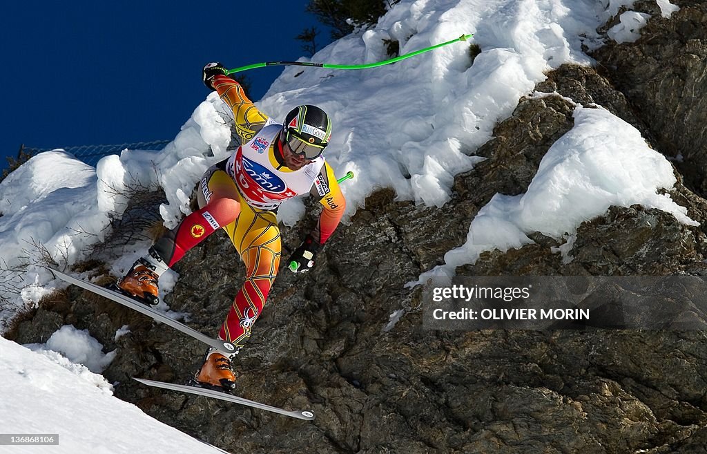 Canada's Jan Hudec jumps at the "Hundsch