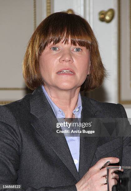 Claudia Bachhausen, Weight Watchers spokeswoman, attends the Weight Watchers round table press conference on January 12, 2012 in Berlin, Germany.