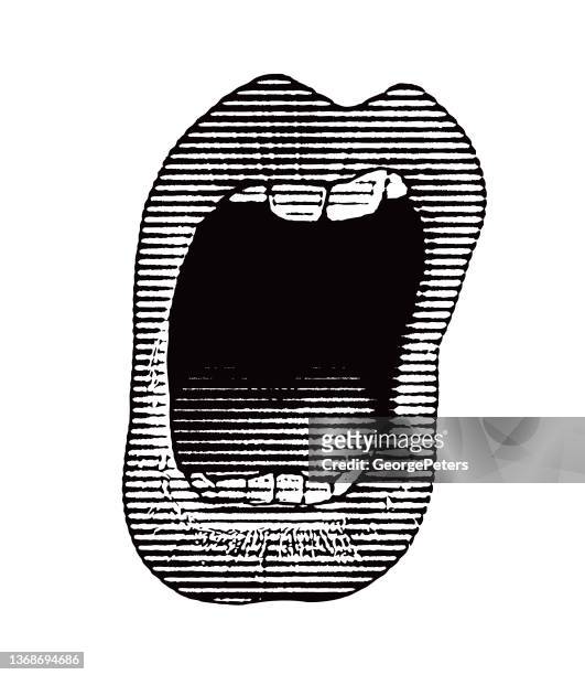 illustrations, cliparts, dessins animés et icônes de gros plan de la bouche de la femme chantant - contrarié
