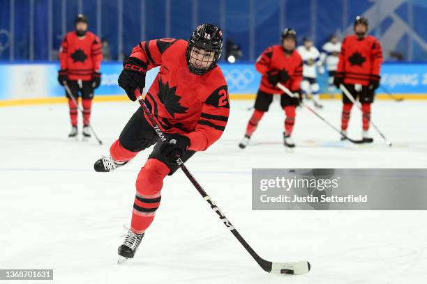 Sarah Nurse of Team Canada warms up prior to the Women's Preliminary Round Group A match against TeamFinland at Wukesong Sports Center on February...