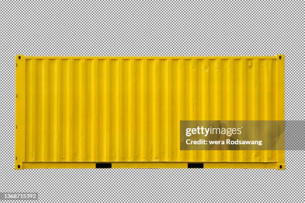 shipping container, cargo container with clipping path - yellow cargo container stock pictures, royalty-free photos & images