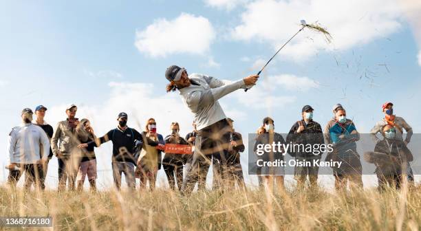 Tommy Fleetwood of England during Day Two of the Abu Dhabi HSBC Championship at Yas Links Golf Course on January 21, 2022 in Abu Dhabi, United Arab...