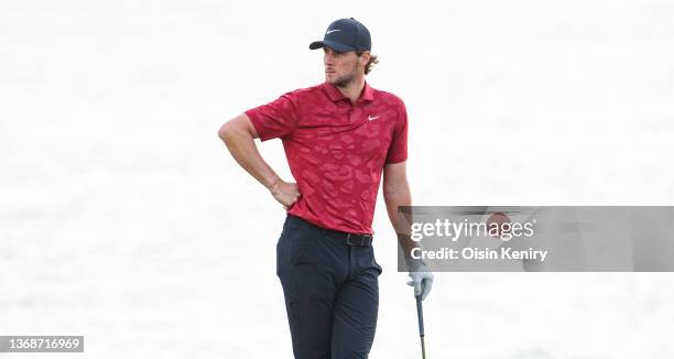 Thomas Pieters of Belgium during Day Three of the Abu Dhabi HSBC Championship at Yas Links Golf Course on January 22, 2022 in Abu Dhabi, United Arab...